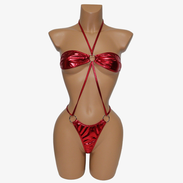 Red Bandeau Thong One Piece Bathing Suit Swimsuits Exporter