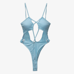 Yellow Hollow Out Bandage Swimming Suits for Women Manufacturer