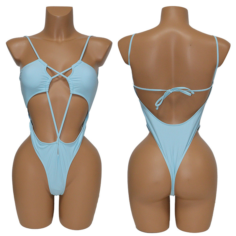Yellow Hollow Out Bandage Swimming Suits for Women Manufacturer