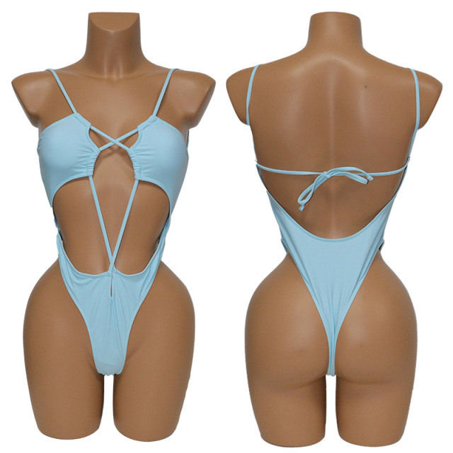 Yellow Hollow Out Bandage Swimming Suits for Women Manufacturer