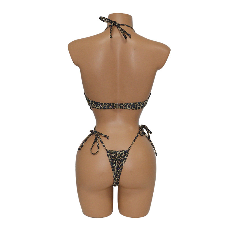 Cheetah Print Bandage Swimsuit with Rhinestone Exotic Dancewear Custom