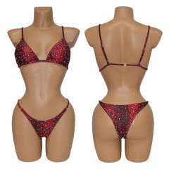 Sparkle Crystal Leopard Camouflage Exotic Beachwear Dancewear Outfits Supplier