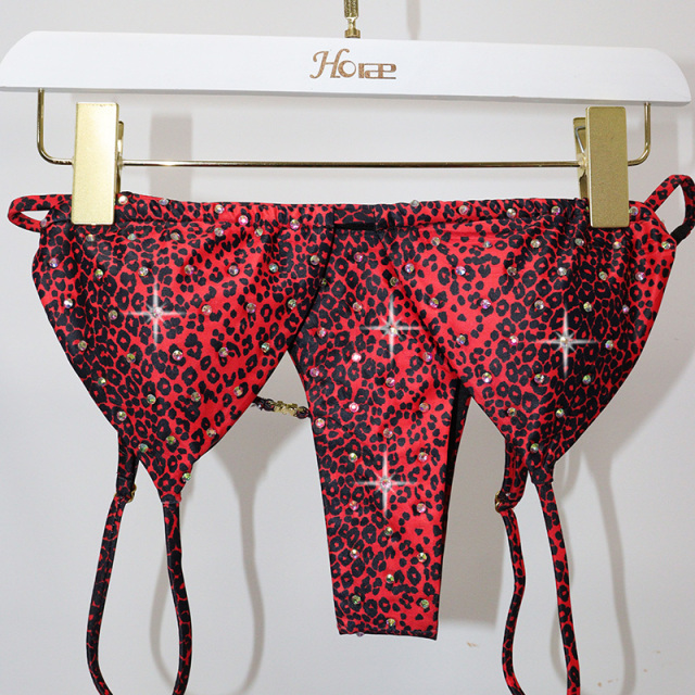 Sparkle Crystal Leopard Camouflage Exotic Beachwear Dancewear Outfits Supplier