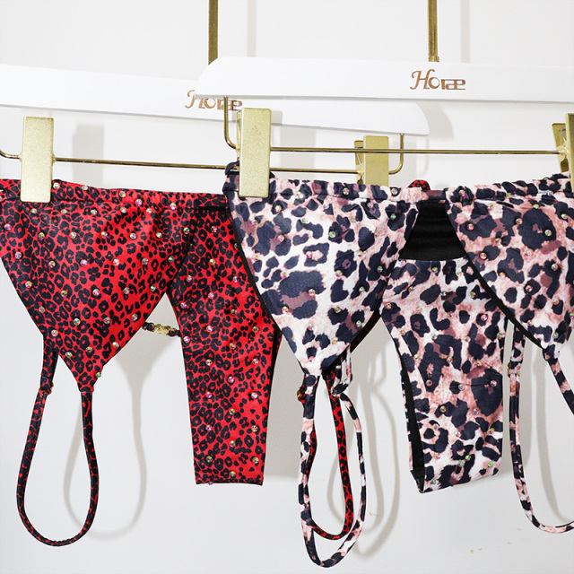 Sparkle Crystal Leopard Camouflage Exotic Beachwear Dancewear Outfits Supplier