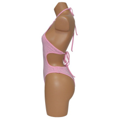 Two Ways Wearing Pink Rhinestone Swimsuit Stripper Clothes Factory