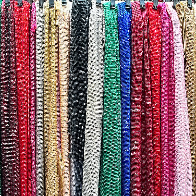 SS10 Bling Hotfix Rhinestone Mesh Fabric Supplier