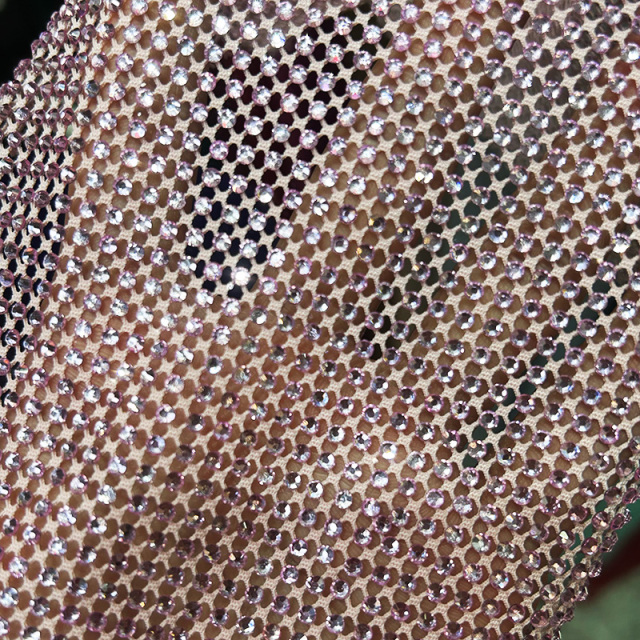 SS10 Bling Hotfix Rhinestone Mesh Fabric Supplier