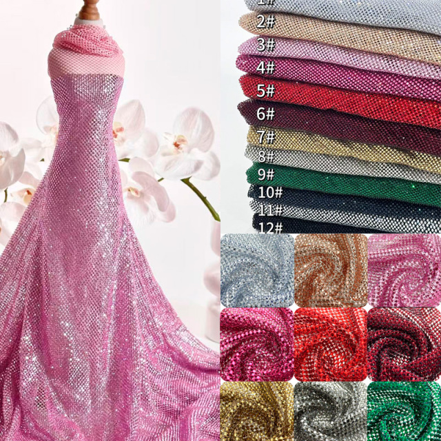 SS8 Multi Color Mesh Fabric with Crystals Manufacturer
