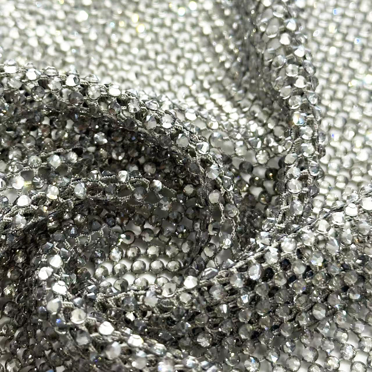 SS8 Multi Color Mesh Fabric with Crystals Manufacturer