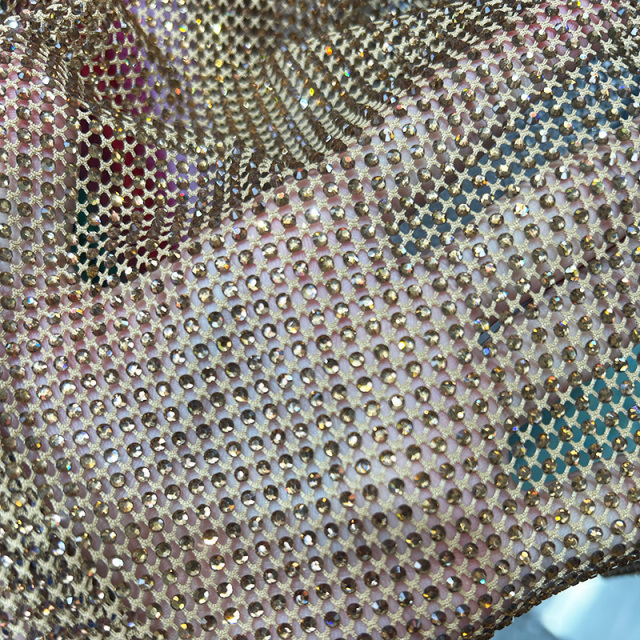 SS10 Bling Hotfix Rhinestone Mesh Fabric Supplier