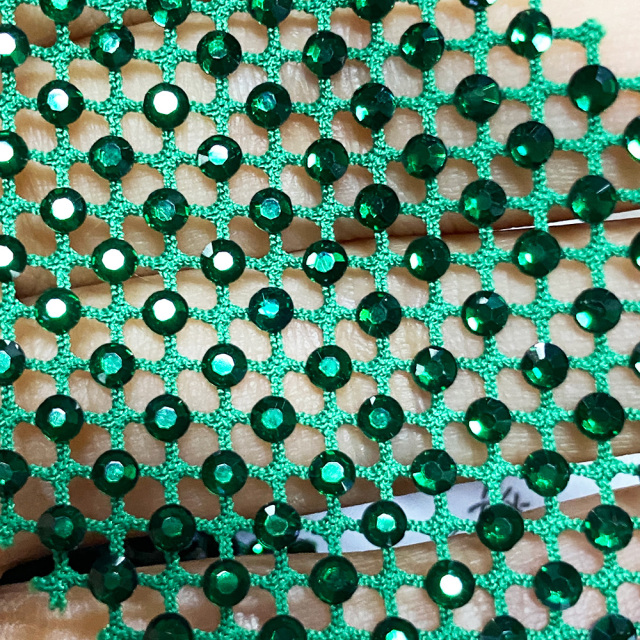 SS10 Bling Hotfix Rhinestone Mesh Fabric Supplier