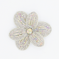 6*6.4cm Bling Rhinestone 3D Flower Patches for Jackets Clothes Custom