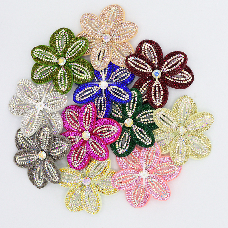 6*6.4cm Bling Rhinestone 3D Flower Patches for Jackets Clothes Custom