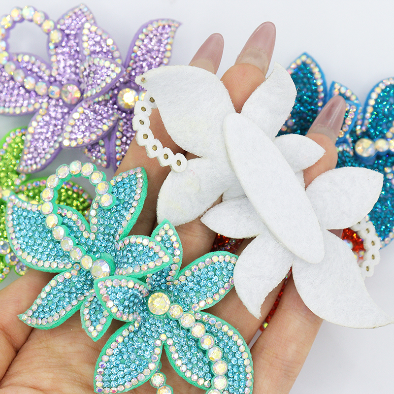 9.6*5.4cm Rhinestone Applique with 3D Floral Designs for Shoe Apparel Exporter
