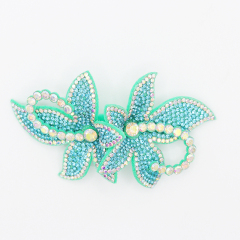 9.6*5.4cm Rhinestone Applique with 3D Floral Designs for Shoe Apparel Exporter