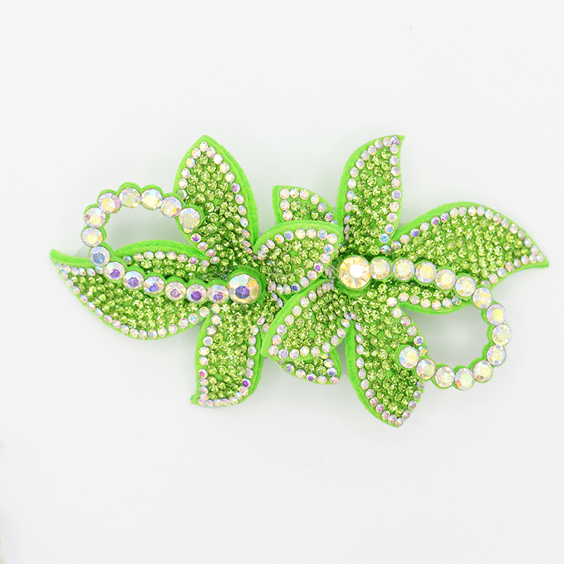 9.6*5.4cm Rhinestone Applique with 3D Floral Designs for Shoe Apparel Exporter