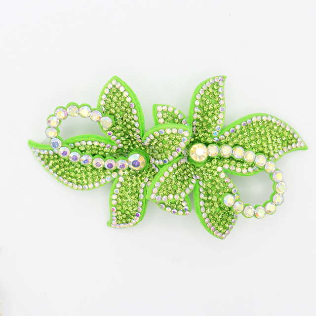 9.6*5.4cm Rhinestone Applique with 3D Floral Designs for Shoe Apparel Exporter