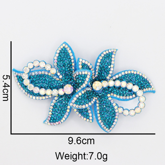 9.6*5.4cm Rhinestone Applique with 3D Floral Designs for Shoe Apparel Exporter