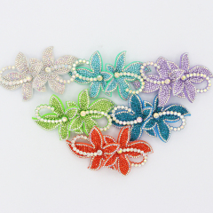 9.6*5.4cm Rhinestone Applique with 3D Floral Designs for Shoe Apparel Exporter