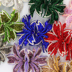 7.6*6.4cm Custom 3D Floral Bedazzled Patches for Shoe Clothing Factory