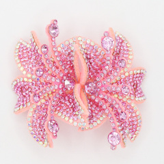 7.6*6.4cm Custom 3D Floral Bedazzled Patches for Shoe Clothing Factory