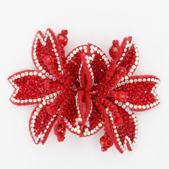 7.6*6.4cm Custom 3D Floral Bedazzled Patches for Shoe Clothing Factory