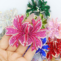 7.6*6.4cm Custom 3D Floral Bedazzled Patches for Shoe Clothing Factory