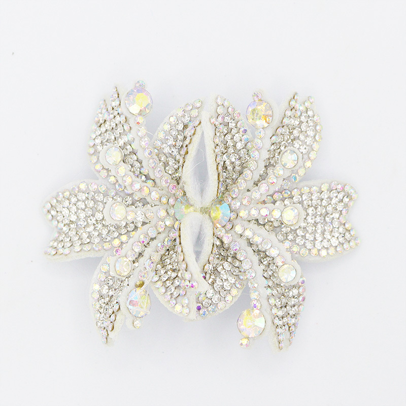 7.6*6.4cm Custom 3D Floral Bedazzled Patches for Shoe Clothing Factory