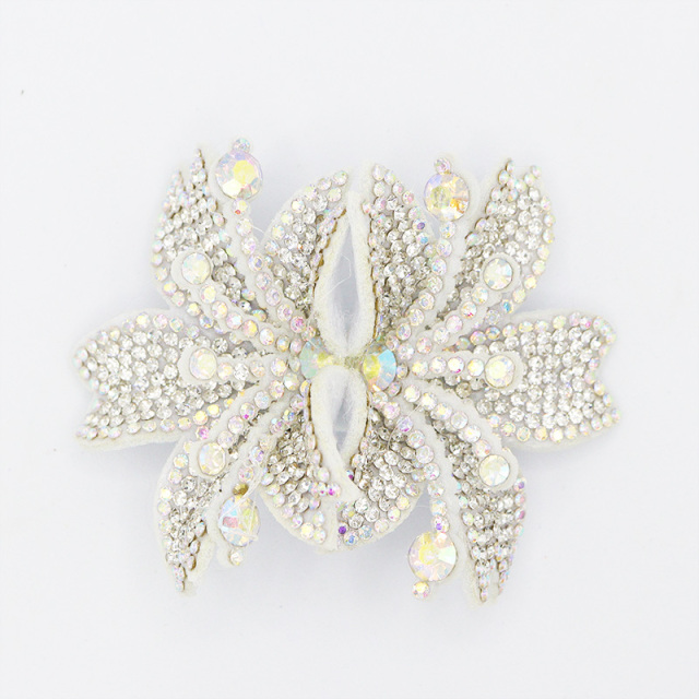 7.6*6.4cm Custom 3D Floral Bedazzled Patches for Shoe Clothing Factory
