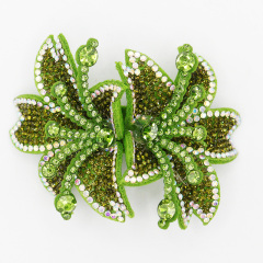 7.6*6.4cm Custom 3D Floral Bedazzled Patches for Shoe Clothing Factory