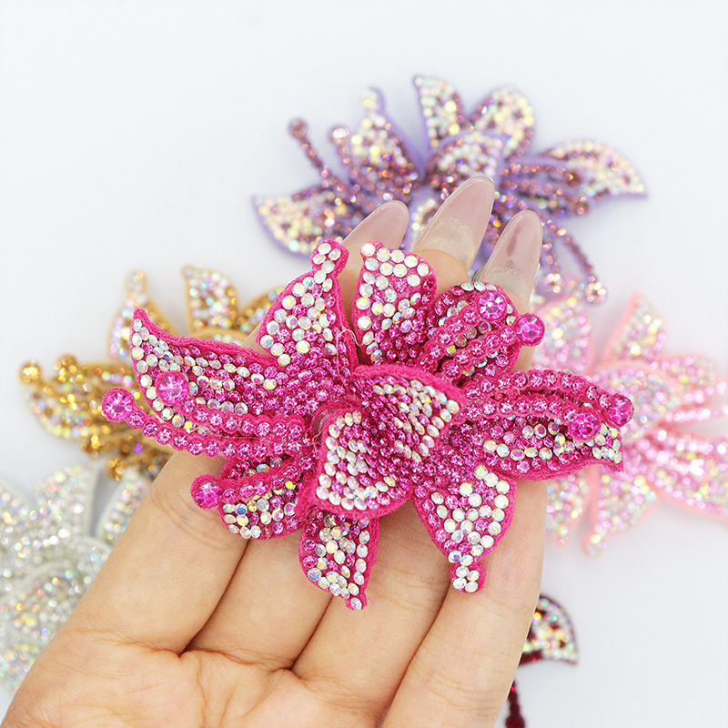 8*5.6cm 3D Floral AB Rhinestone Applique Wholesale