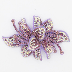 8*5.6cm 3D Floral AB Rhinestone Applique Wholesale