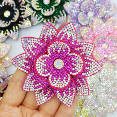7.6*7.6cm 3D Flower Diamond Rhinestone Patches for Clothes Custom