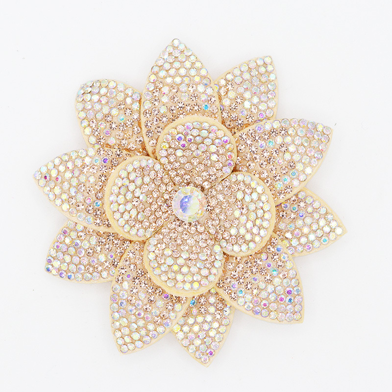 7.6*7.6cm 3D Flower Diamond Rhinestone Patches for Clothes Custom