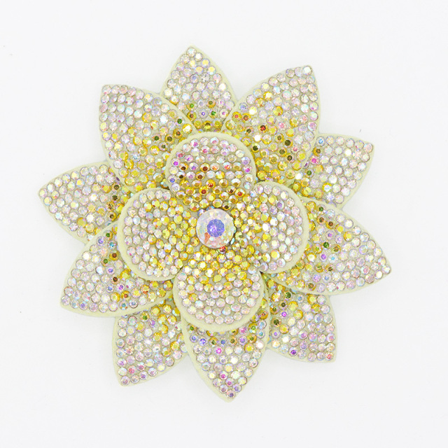 7.6*7.6cm 3D Flower Diamond Rhinestone Patches for Clothes Custom