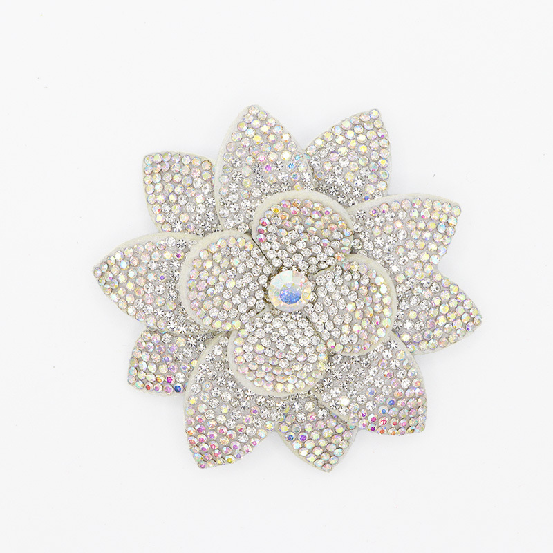 7.6*7.6cm 3D Flower Diamond Rhinestone Patches for Clothes Custom