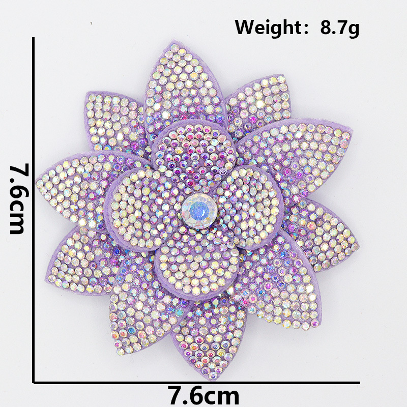 7.6*7.6cm 3D Flower Diamond Rhinestone Patches for Clothes Custom