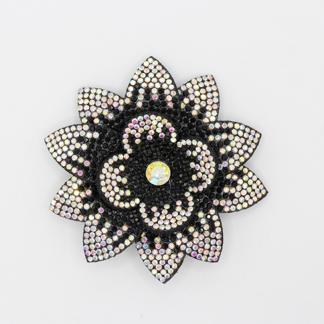 7.6*7.6cm 3D Flower Diamond Rhinestone Patches for Clothes Custom