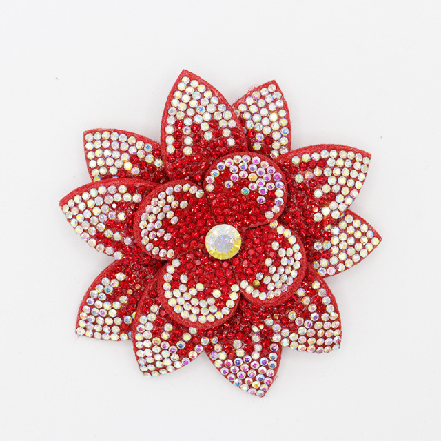 7.6*7.6cm 3D Flower Diamond Rhinestone Patches for Clothes Custom