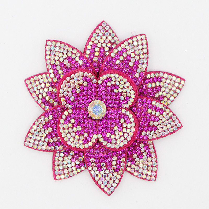 7.6*7.6cm 3D Flower Diamond Rhinestone Patches for Clothes Custom