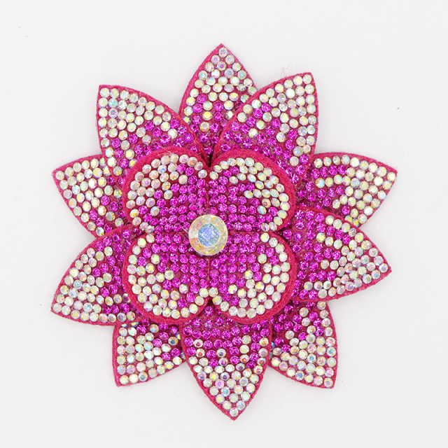 7.6*7.6cm 3D Flower Diamond Rhinestone Patches for Clothes Custom
