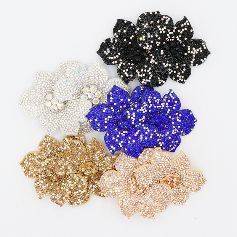 6.8*9.8cm Bling 3D Floral Color Matching Diamond Appliques for Dresses Exporter