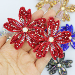 9*6cm 3D Floral Applique with Rhinestones Manufacturer