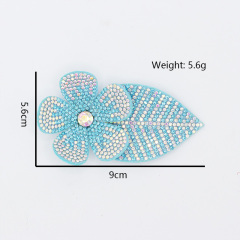 9*5.6cm 3D Flower Leafs Jeweled Diamond Applique Factory