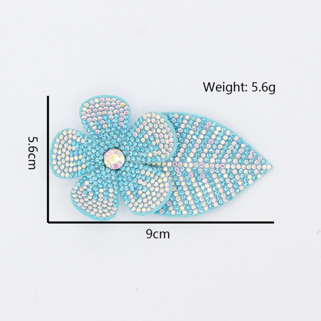 9*5.6cm 3D Flower Leafs Jeweled Diamond Applique Factory