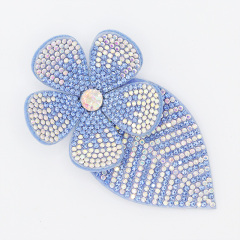 9*5.6cm 3D Flower Leafs Jeweled Diamond Applique Factory