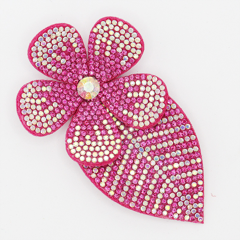9*5.6cm 3D Flower Leafs Jeweled Diamond Applique Factory