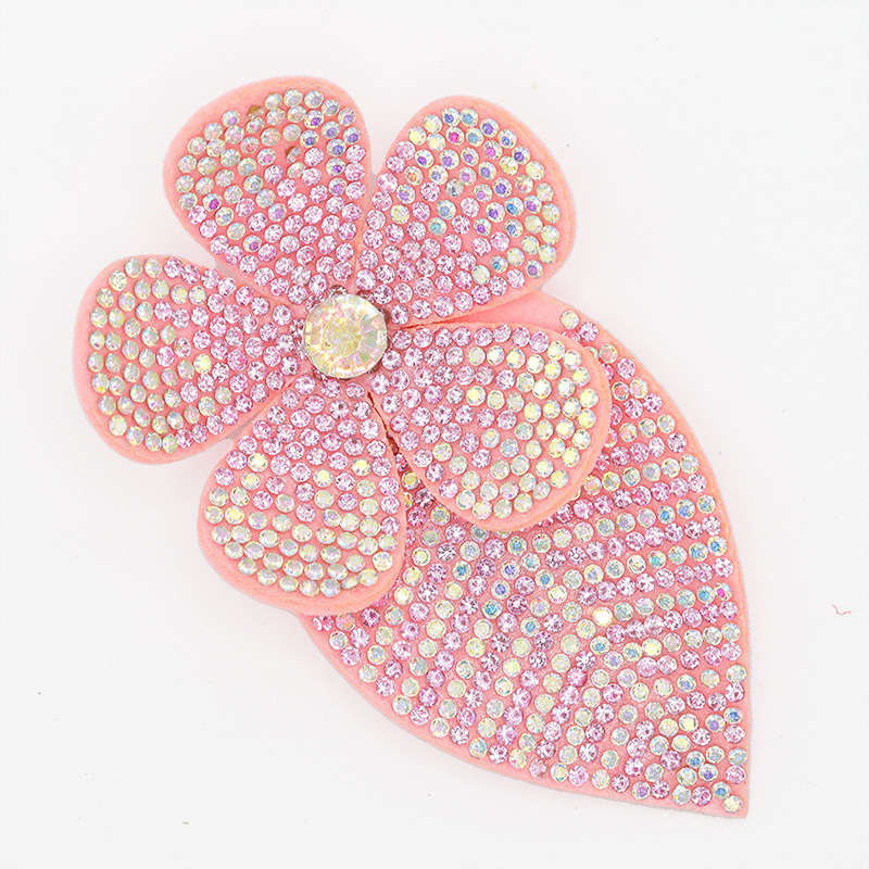 9*5.6cm 3D Flower Leafs Jeweled Diamond Applique Factory