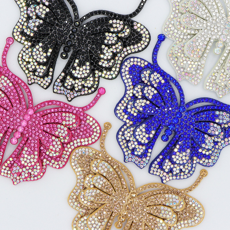 8.8*7.6cm Sparkly Rhinestone 3D Butterfly Applique Supplier