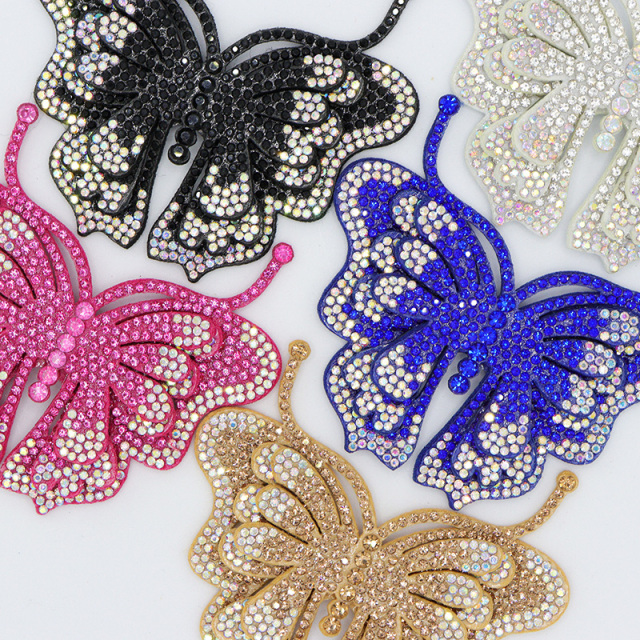8.8*7.6cm Sparkly Rhinestone 3D Butterfly Applique Supplier